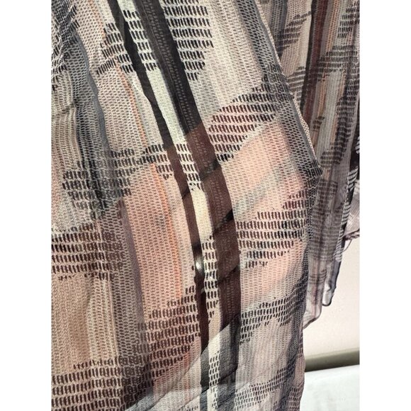 Nic + Zoe Women L Silk Sheer Y2K Indie Boho Blouse Top Geo Print Workwear Office - Picture 4 of 11